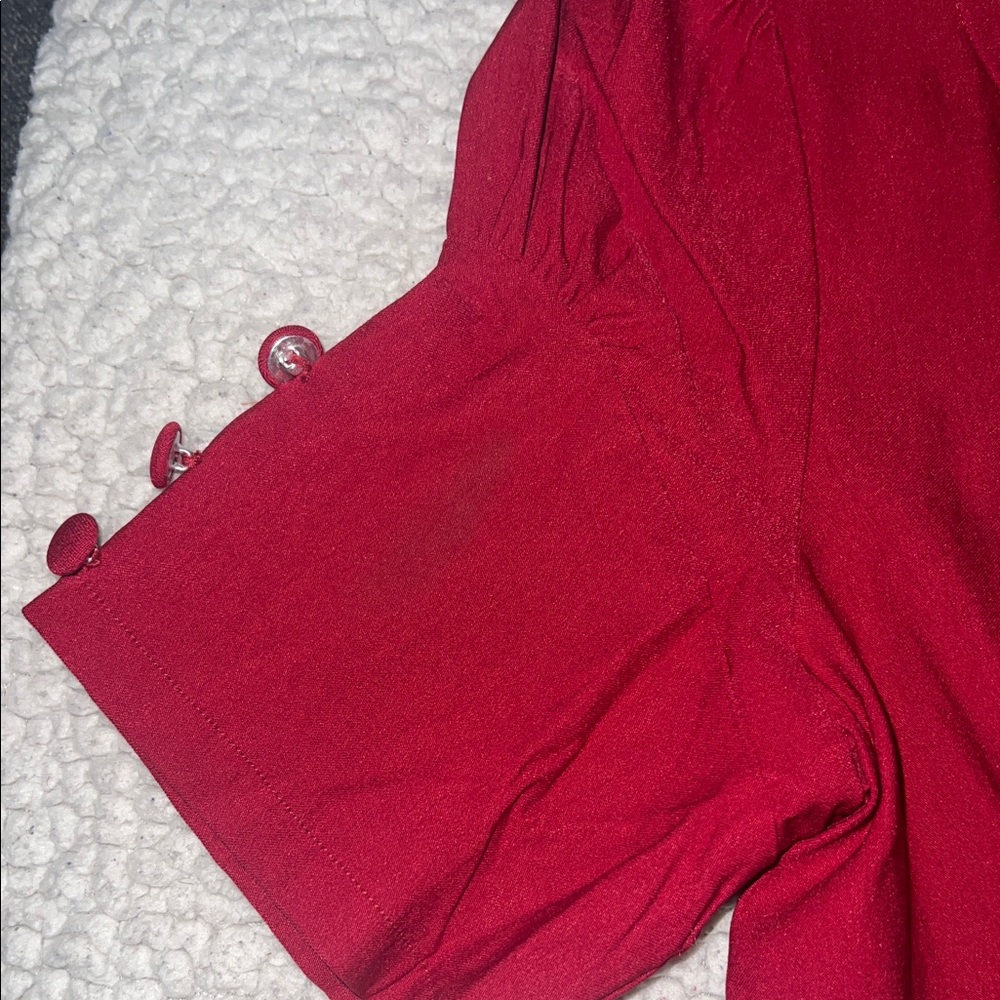 Vintage Cherry Red Midi Dress with BOW - Picture 5 of 7